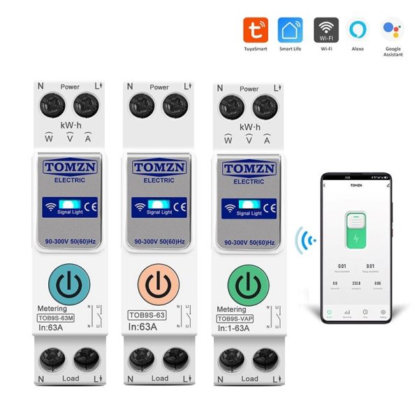 TOMZN TOB9e-63M Ewelink 110V 220V, WIFI Smart Energy Meter Kwh Metering, Monitoring Circuit Breaker, Timer Relay Smart Home 63A, VA Control Device, Relay, VA Protector option, 2P - Image 5